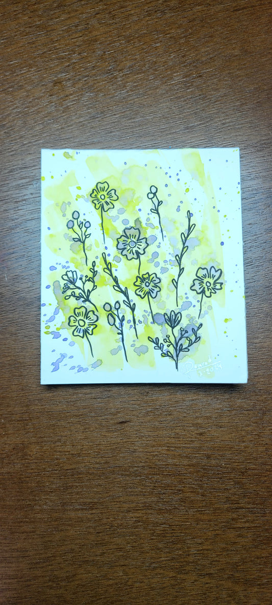 Greeting Card (Yellow & Purple Flowers)